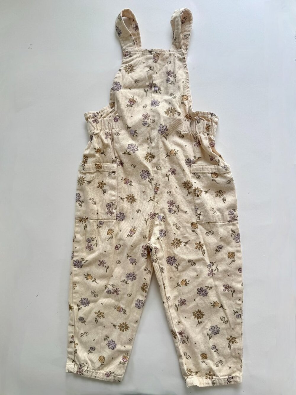 Zara Girls Cream Floral Overalls Size 3-4 Coverall
